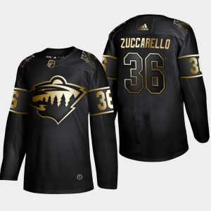 Kinder Minnesota Wild Eishockey Trikot Mats Zuccarello #36 Golden Edition Authentic Schwarz